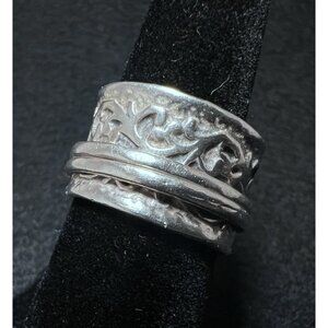 Vintage Didae Sterling Silver Spinner Ring Size 7.5 Wide Band 9.1g